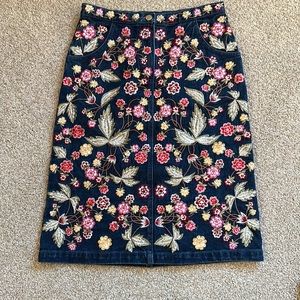 Needle & Thread Wild Flower Embroidered
Jean Skirt